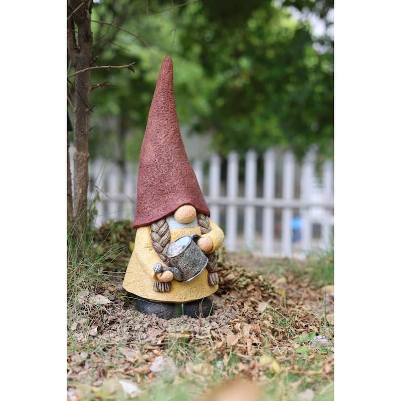 Watering Plant Gnome Outdoor Garden Statue - 16"