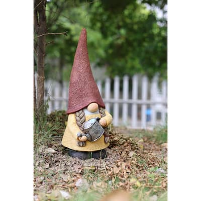 Watering Plant Gnome Outdoor Garden Statue - 16"