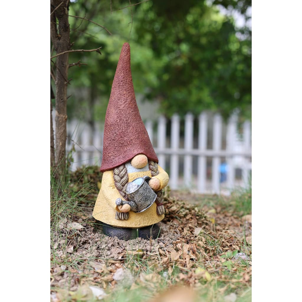 Watering Plant Gnome Outdoor Garden Statue - 16"