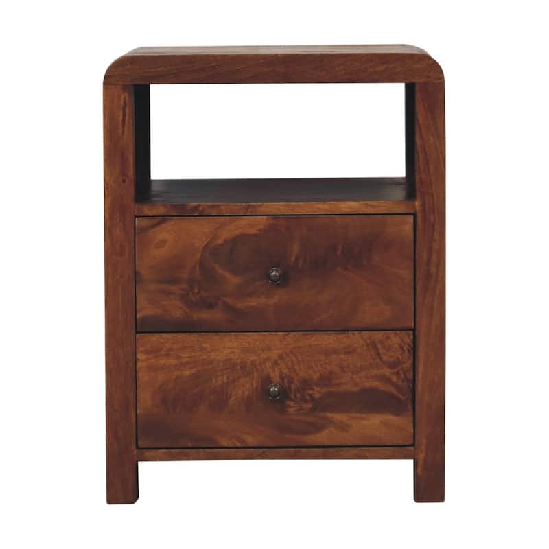 HomeRoots 24" Chestnut Solid Wood Two Drawer Nightstand