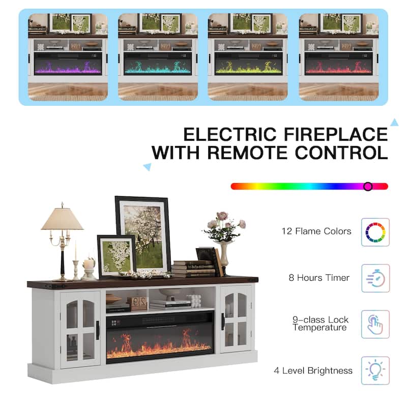 71" Electric Fireplace TV Stand with LED Lights