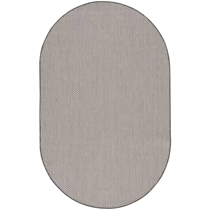 Nourison Courtyard Indoor/Outdoor Modern Geometric Area Rug - 5' x 8' Oval - Ivory/Charcoal