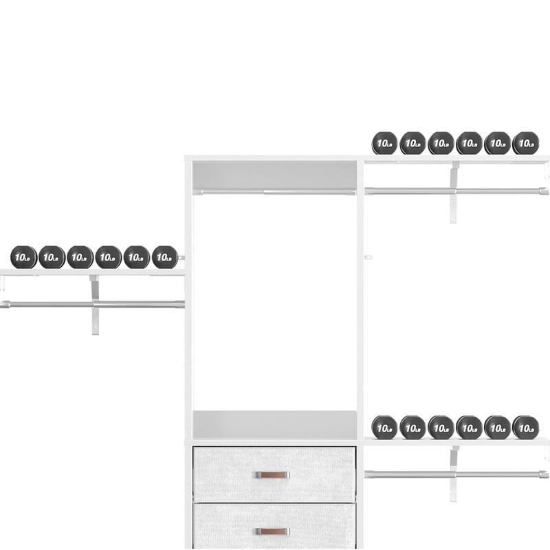 4FT Kid‘s Closet System with Fabric Drawers, DIY Closet Organizer with Adjustable Hanging Rods