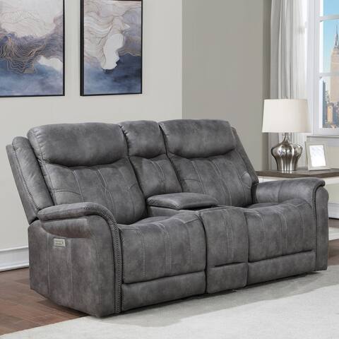 Copper Grove Malone Faux-Suede Power Loveseat with Console