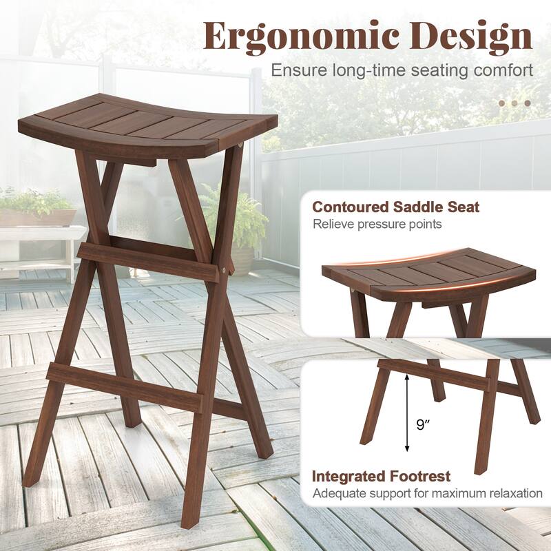 Gymax Bar Stools Set of 4 30'' Folding Bar Height Stools w/ Saddle