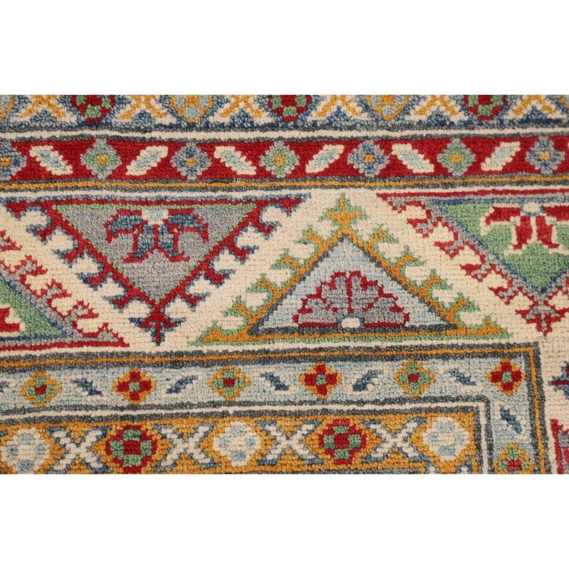 Traditional Grey Kazak Area Rug Handmade Wool Carpet - 5'1" x 6'11"