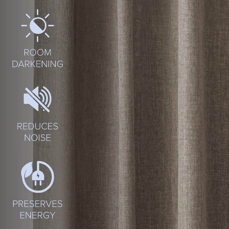 Linen Texture Tie Top Room Darkening Curtain Pair(2 panels)