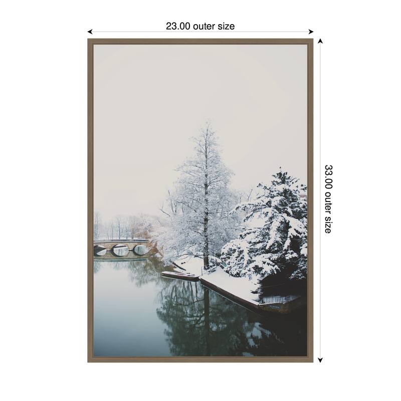 Kate and Laurel Sylvie Framed Canvas Winter Magic On The River Cam in Cambridge by Laura Evans