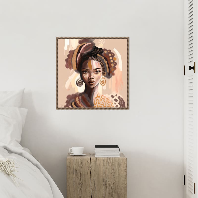 Amara by Bella Eve Framed Canvas Wall Art Print - Sylvie Beaded Gold