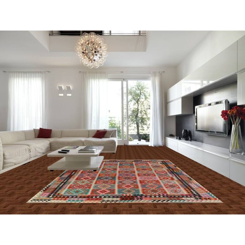 Reversible Kilim Oriental Area Rug Flatweave Living Room Wool Carpet - 9'9"x 13'1"