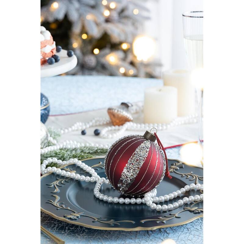 D3" Christmas Ball Ornaments, Glass Decorative Hanging Ball Christmas Tree Ornaments for Holiday, Set of 12