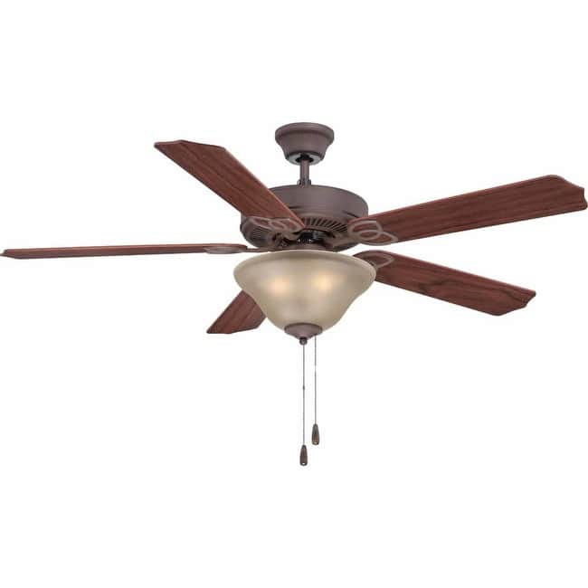 Volume Lighting V6173 5 Blade 52" Indoor Ceiling Fan with Sepia Glass - Antique Bronze - Antique Bronze