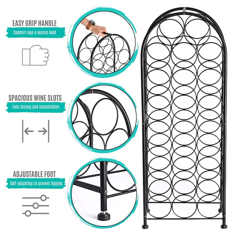 Sorbus Bordeaux Chateau Wine Rack, Holds 23 Bottles French Style - 7.25" L x 12" W x 33" H