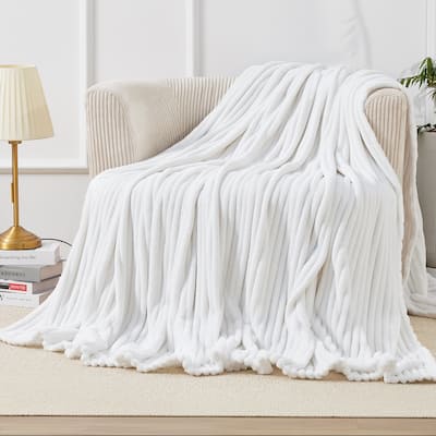 Textured Stripe Cozy Throw Blanket, Ultra-Soft, All-Season Comfort for Every Adventure