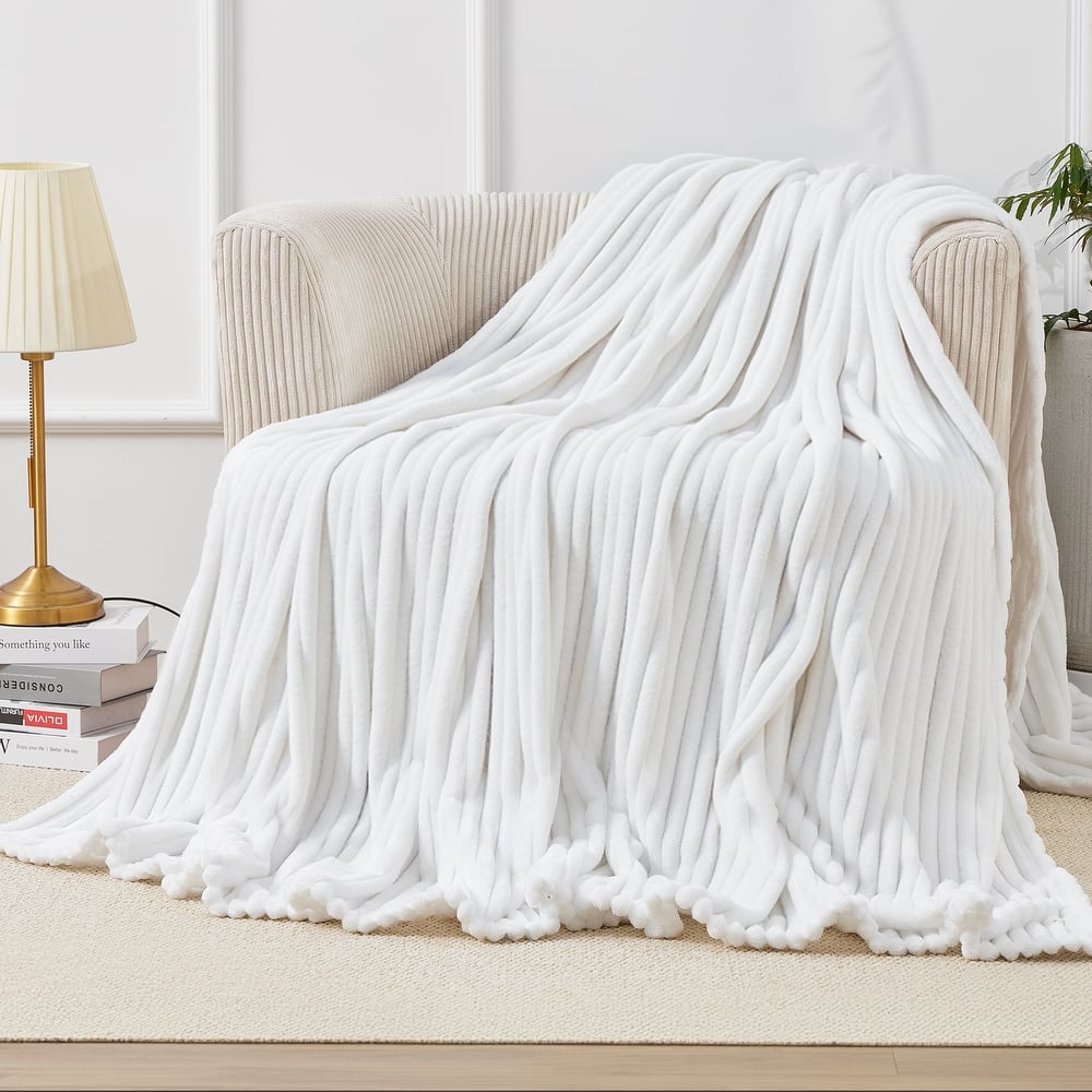 Textured Stripe Cozy Throw Blanket, Ultra-Soft, All-Season Comfort for Every Adventure