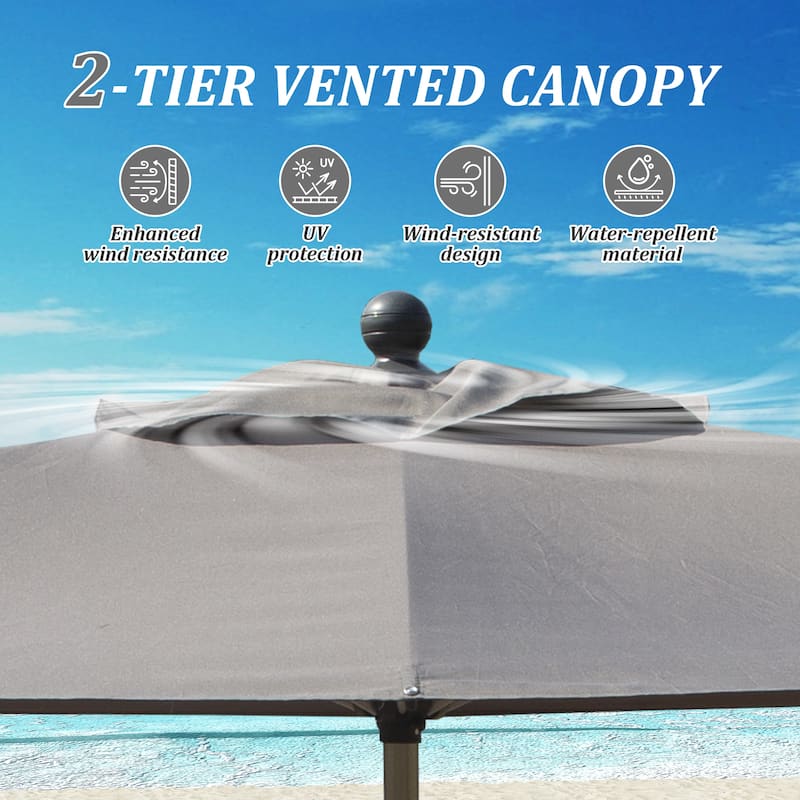 Rectangle Patio Umbrella with Crank Lift and Tilt Function