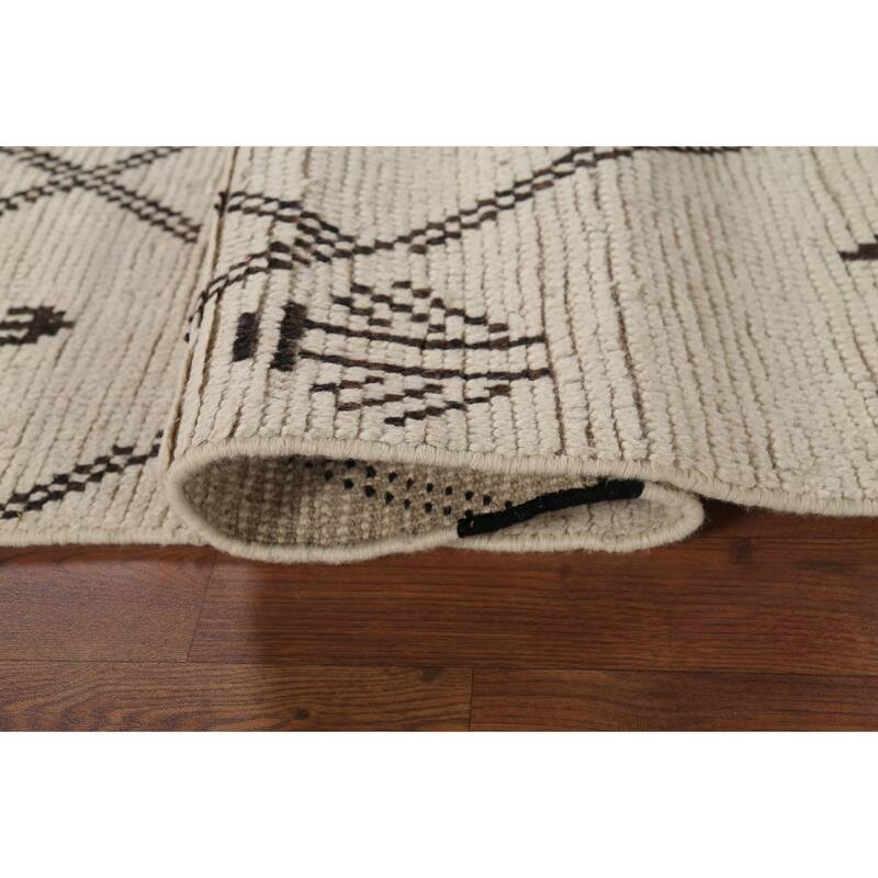 Trellis Moroccan Oriental Area Rug Hand-Knotted Wool Carpet - 5'0"x 8'8"