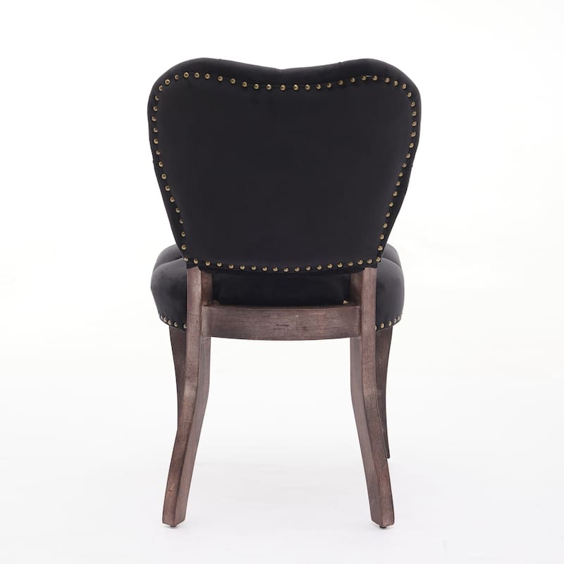 French Vintage Tufted Upholstered Fabric Dining Chair,Set of 2