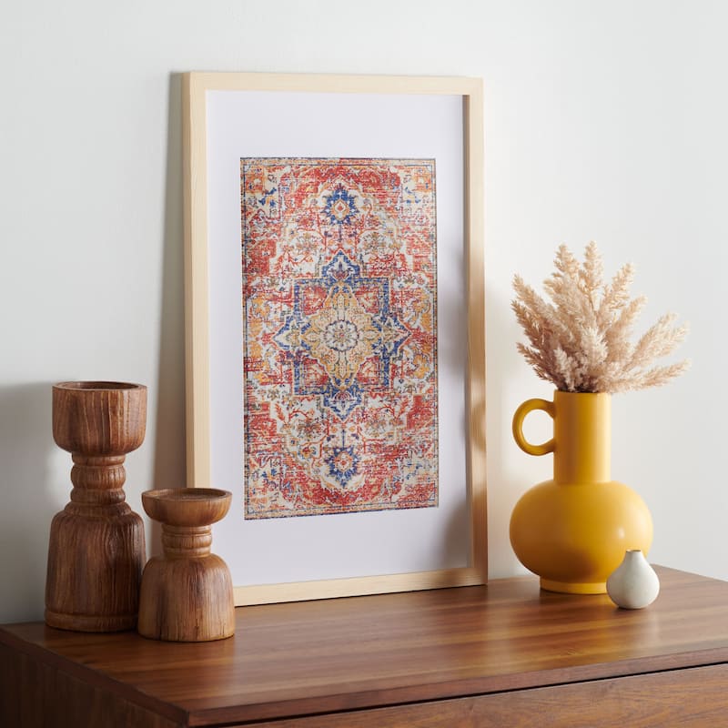 SAFAVIEH Irenea 23-inch Red/Navy Framed Textile Wall Art