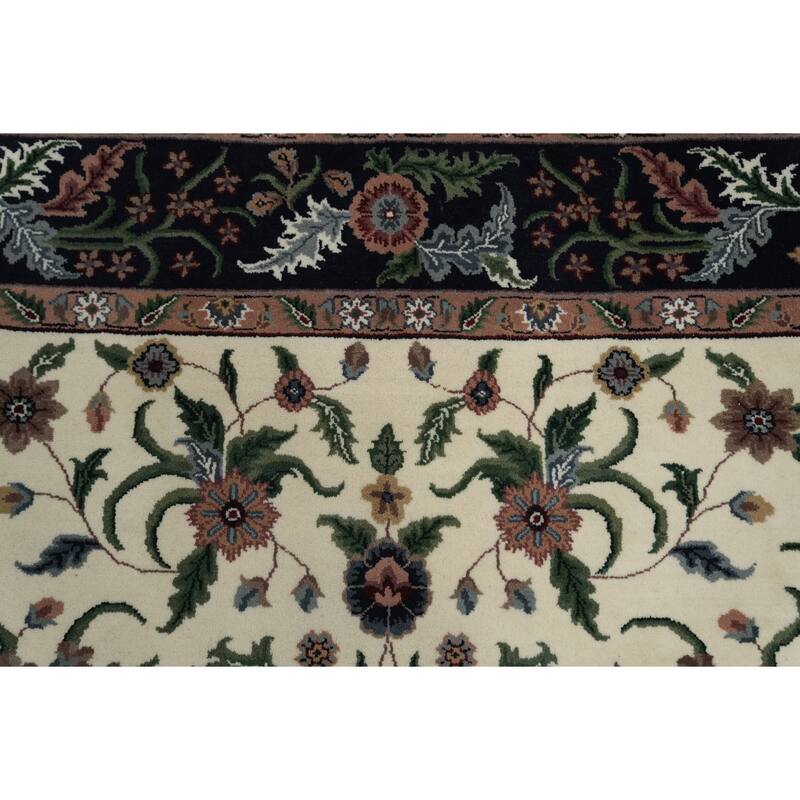 Hand Knotted Oriental 100% Wool Carpet Traditional All-Over Beige & Ivories Aubusson Area Rug - 9' 0'' X 6' 0''