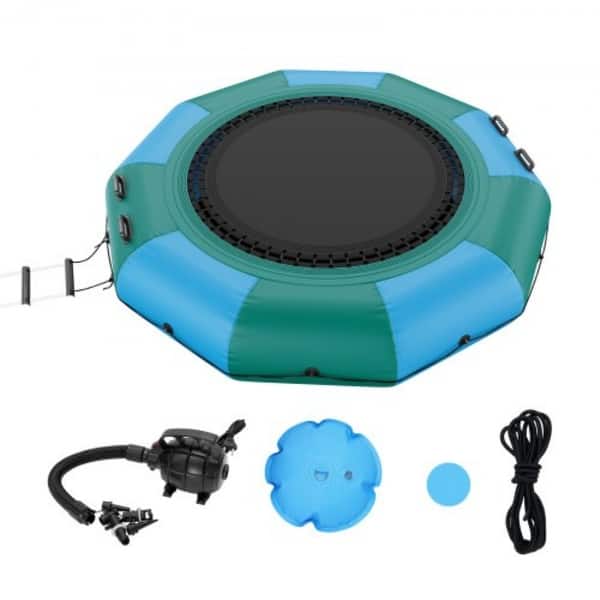 slide 2 of 36, 10ft Inflatable Water Trampoline with Ladder and Pump for Lake or Pool