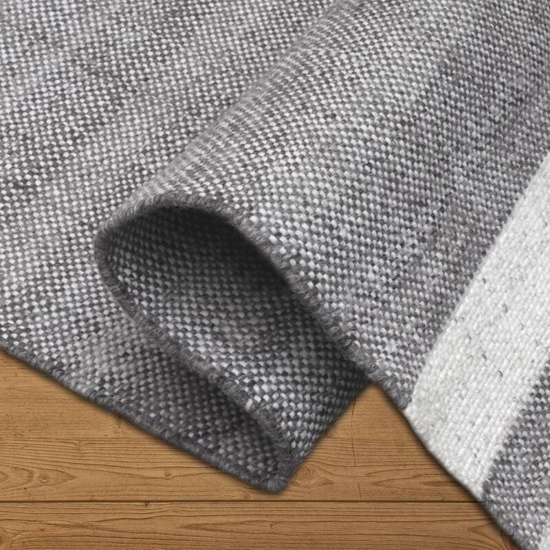 Sevita Cinder Gray Striped PET Yarn Indoor/Outdoor Area Rug