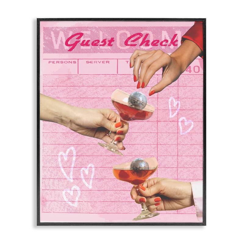 Stupell Cheers over Guest Check Framed Giclee Art Design By Lil' Rue - 24 x 30 - Black