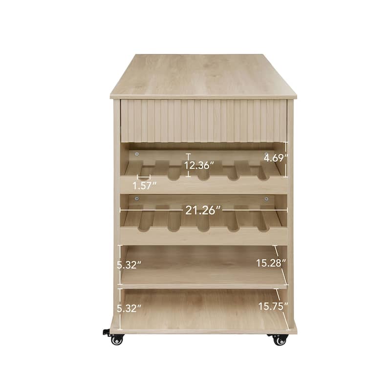 Kitchen Island Rolling Serving Utility Cart with Storage Drawer, Wine Rack and Lockable Casters, Kitchen Cart for Kitchen, Bar