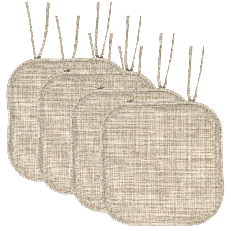 Aria Memory Foam Non-Slip Chair Pad with Ties - Set of 4 - Beige
