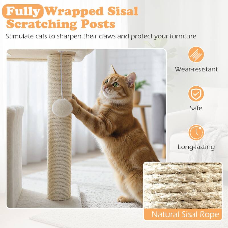 Gymax 19.5'' Small Cat Tree w/Large Padded Plush Perch Condo Sisal