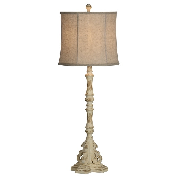 Antique Style 31 In Buffet Table Lamp With Cream Ruched Shade 