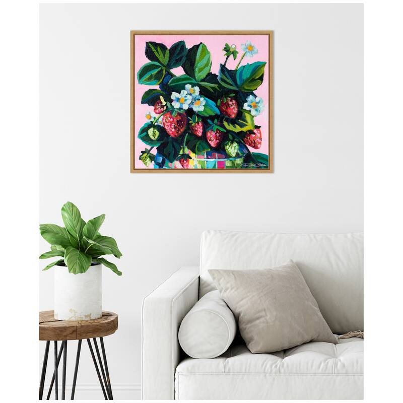Kate and Laurel Sylvie Disco Berries Framed Canvas by Rachel Christopoulos