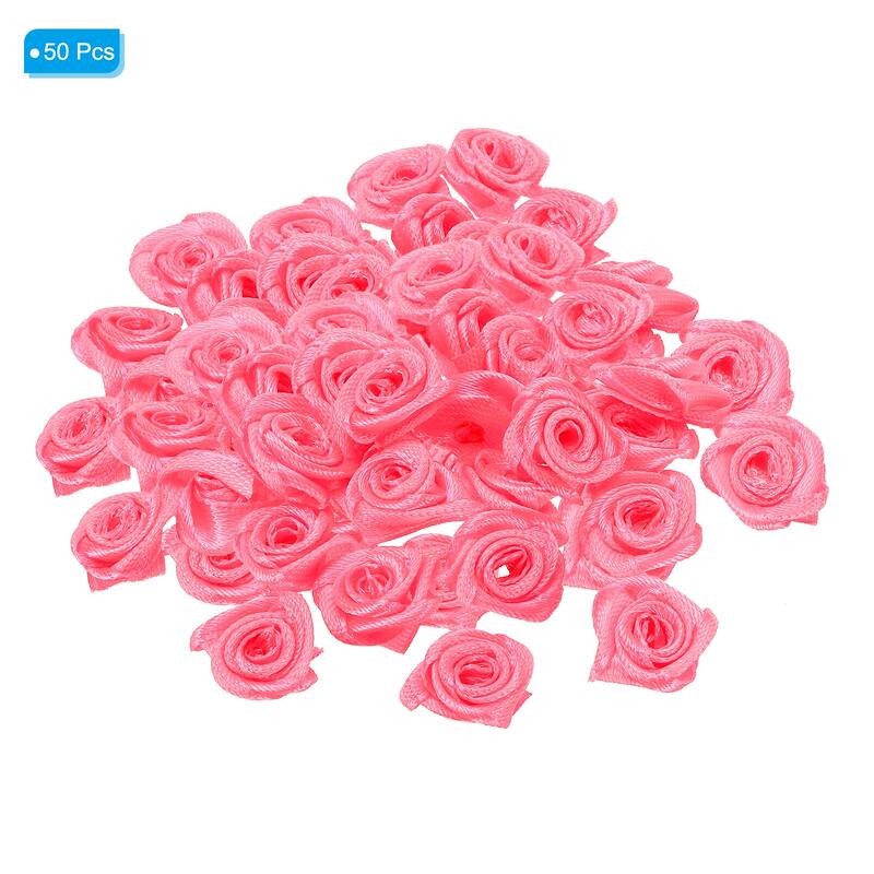 50Pcs Mini Satin Ribbon Roses Fabric Flowers Embellishments Rosettes - 1.5cm