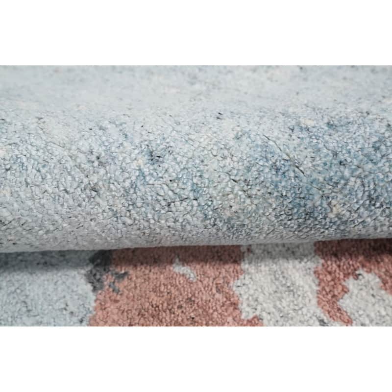 Hand Knotted Oriental Viscose Silk Carpet Modern Pictorial Multi-Colored Abstract Area Rug - 7' 8'' X 5' 9''