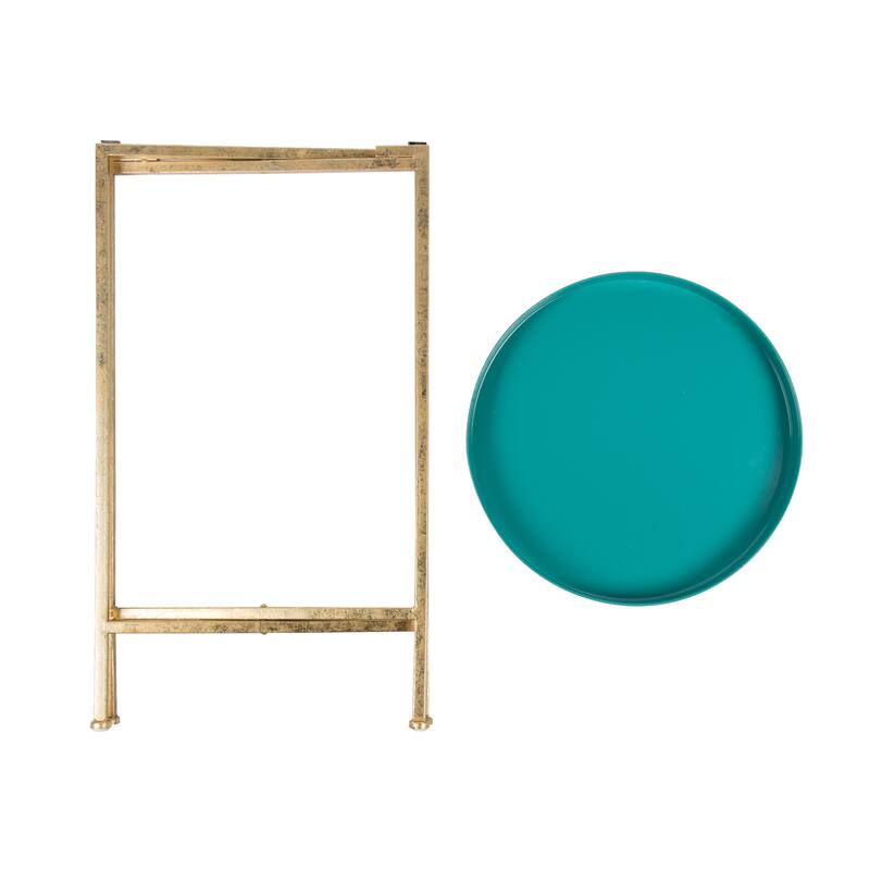 Kate and Laurel Celia Round Foldable Metal Accent Table - 14x14x26
