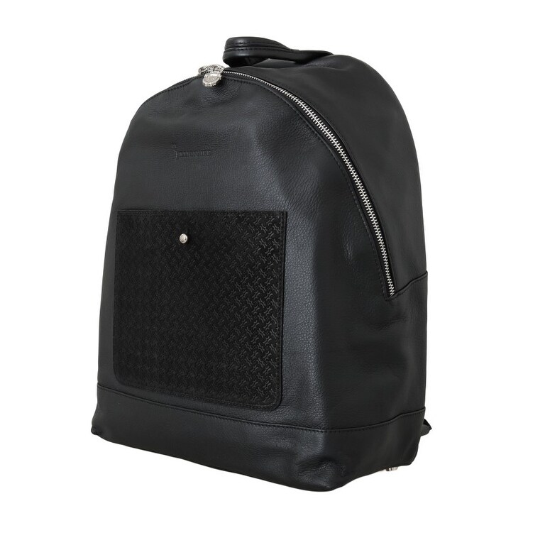 black leather backpack men