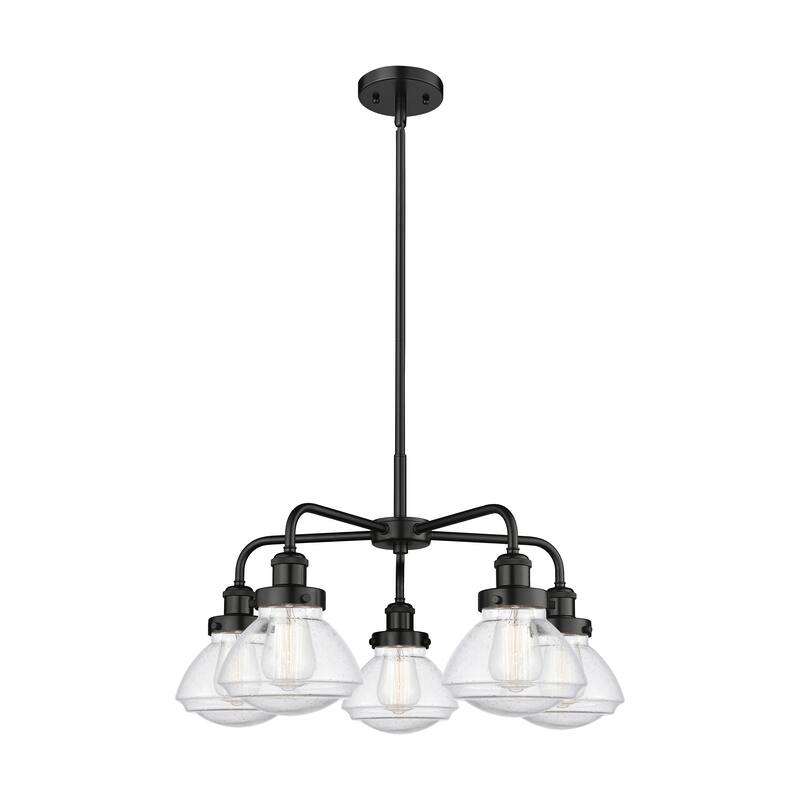 Innovations Lighting Olean - 5 Light 25" Stem Hung Chandelier - Seedy/Matte Black