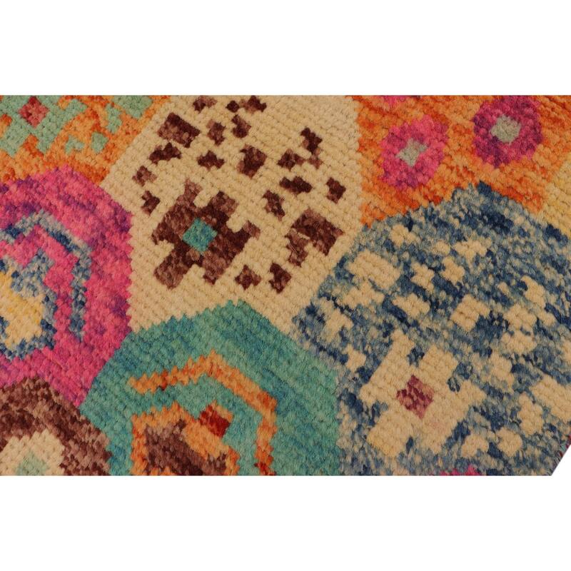 Eclectic Balochi Garrett Red/Blue Hand Knotted Wool Rug - 6'7'' x 9'9''