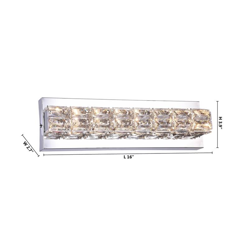 1-Light Chrome Wall Sconce With Clear Crystal Accents