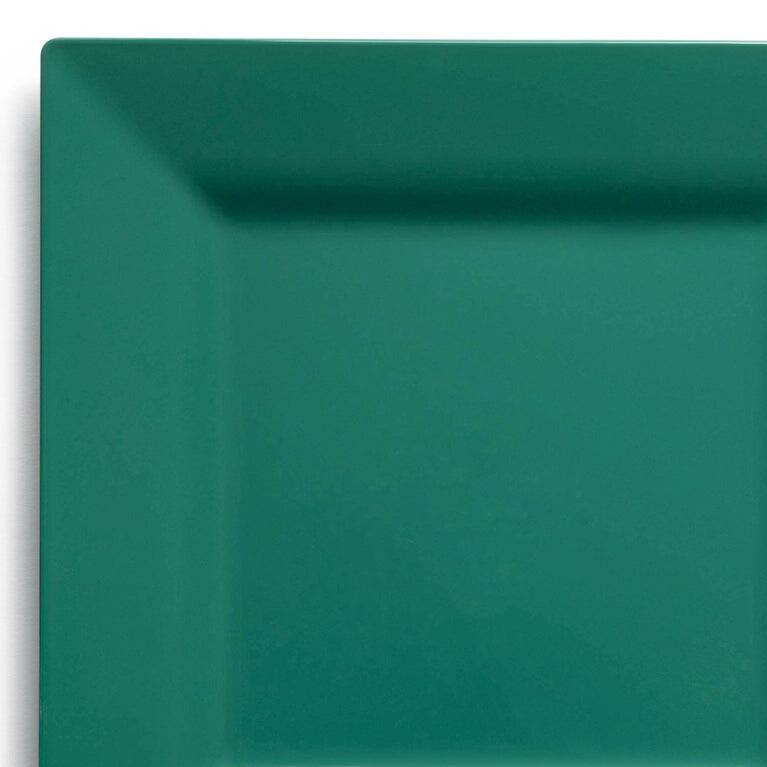 Modern Solid Square Disposable Plastic Plate Packs - Party Supplies - 120pcs - 9.5" Dinner Plates - Hunter Green