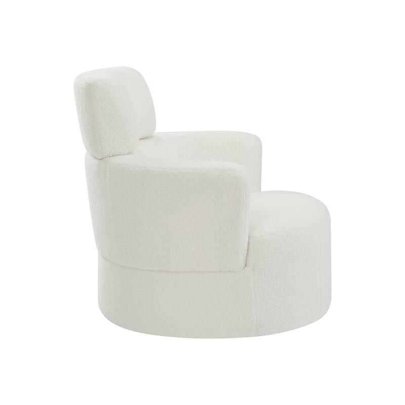 360° Swivel Chair, Upholstered Barrel Chair with Adjustable Headrest Modern Swivel Round Sofa Chair for Living Room