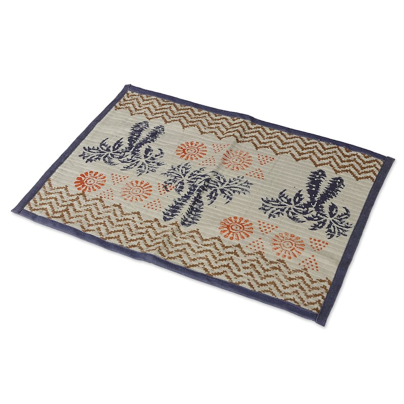 Novica Handmade Azure Palace Cotton Table Runner And Placemat Set (7 Pieces)
