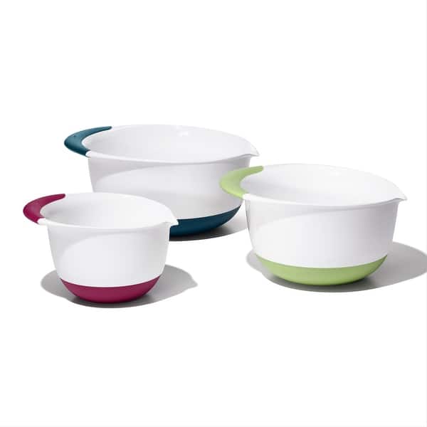 OXO Good Grips 3-Piece Mixing Bowl Set - Navy, Green, Eggplant Handles