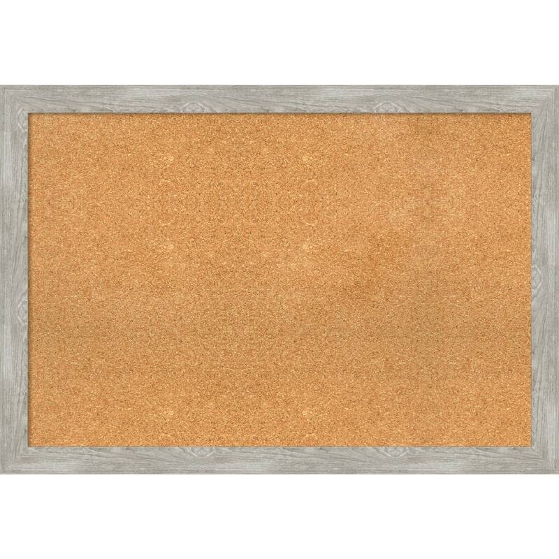 Dove Greywash Narrow Framed Cork Bulletin Memo Board - 40-Inch x 28-Inch
