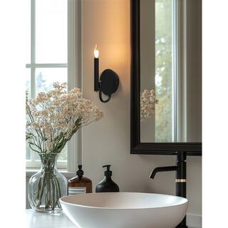 Justice Design Bedford - ADA 1-Light Wall Sconce - Matte Black with Brass Accent