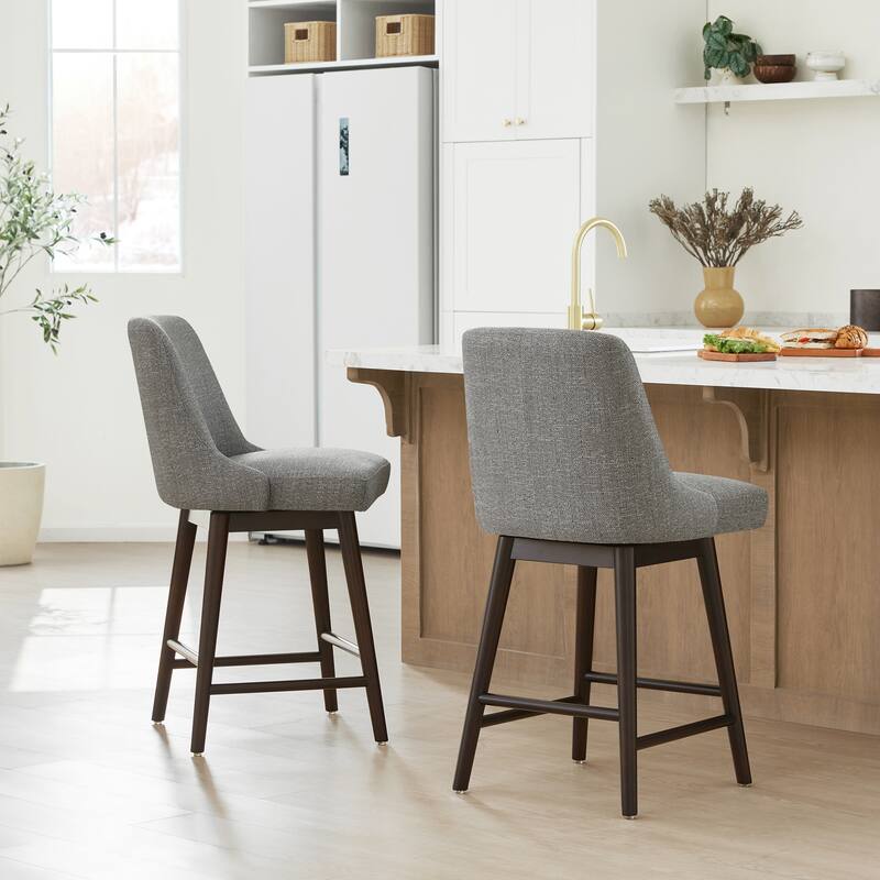 Spruce & Spring Hazel Upholstered Counter Height Swivel Barstool with Back