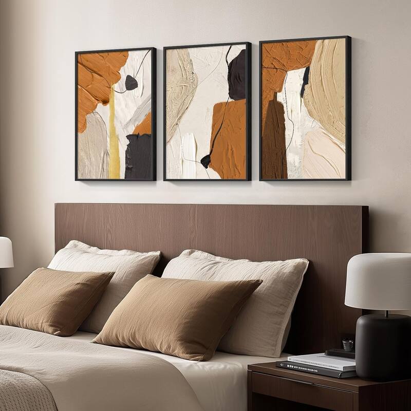 Modern Abstract Wall Art, Set of 3 Large Canvas Paintings Artwork