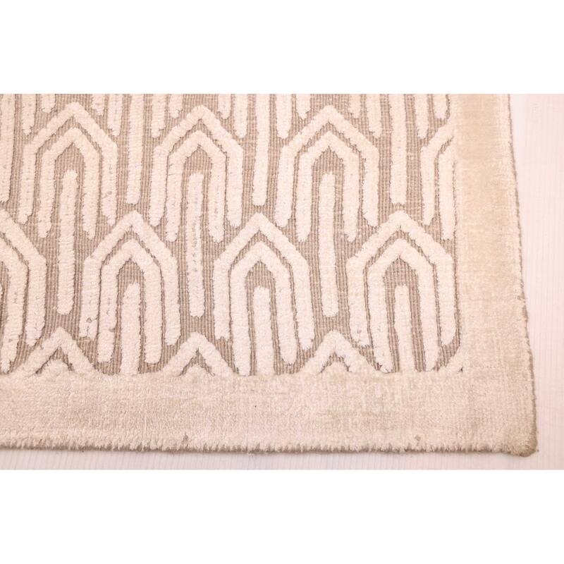 ECARPETGALLERY Hand Loomed Elysian Ivory, Taupe Rug - 7'9 x 9'10