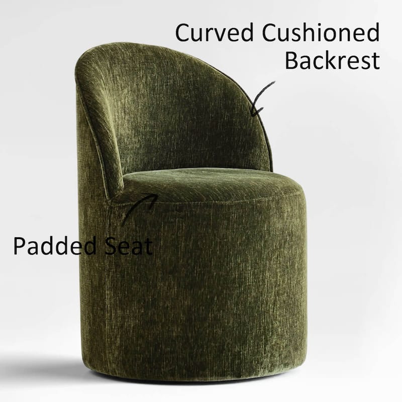 Upholstered Chenille Barrel Accent Chair with Castors(Set of 2)