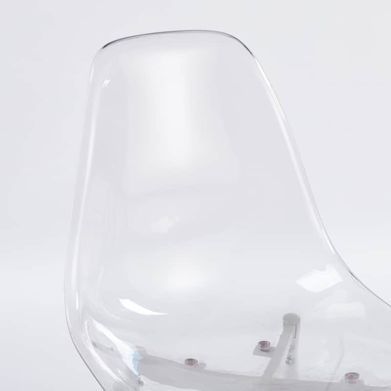 5-Piece Set, Pedestal Dining Table and 4 Transparent Plastic Chairs